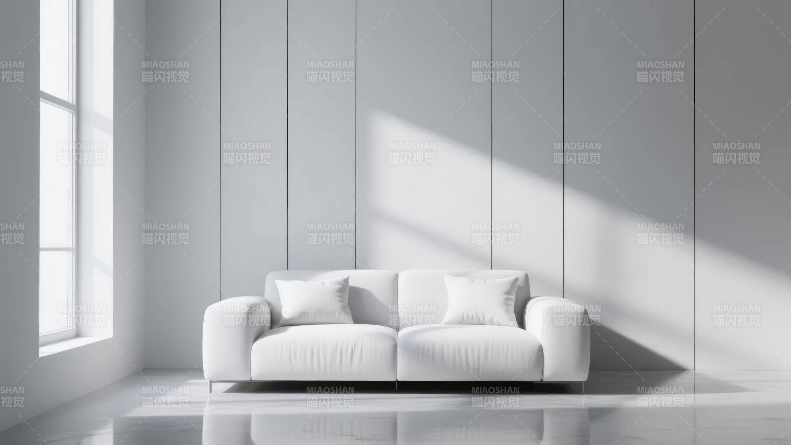 简约白沙发静谧空间图片