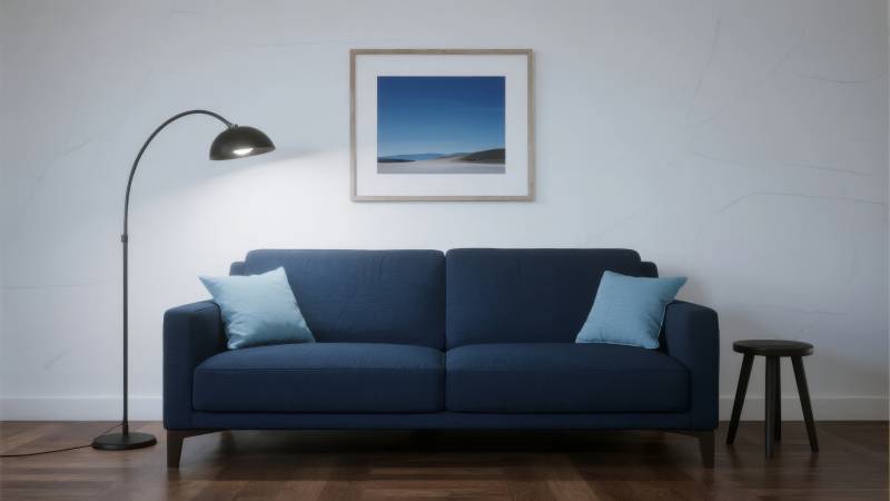 简约蓝沙发客厅图片