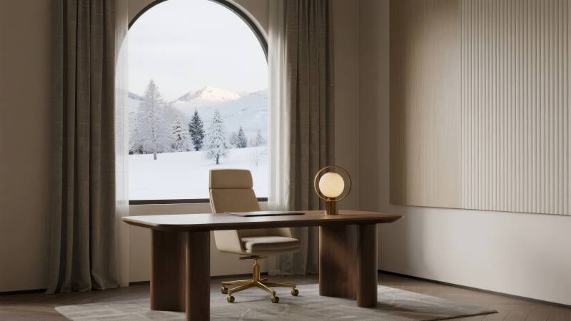 雪景书房静谧雅致图片