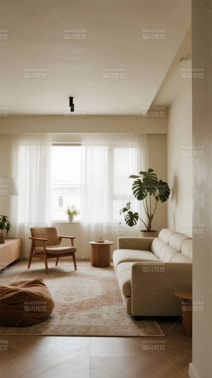 简约客厅绿植点缀图片