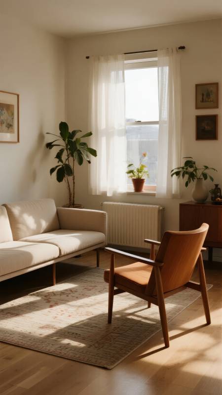 阳光洒满的温馨客厅图片