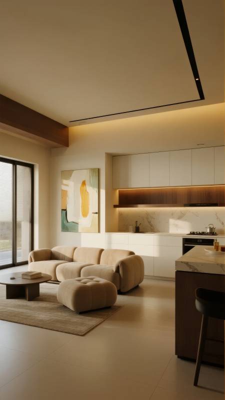 现代简约客厅厨房图片