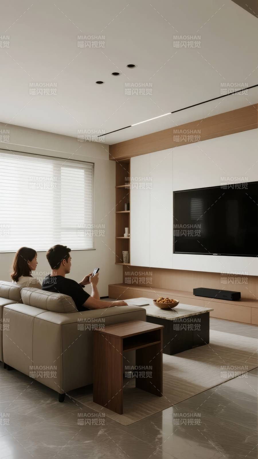 现代客厅观影时光图片