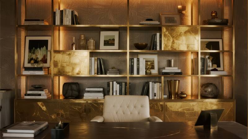 奢华书房一角图片