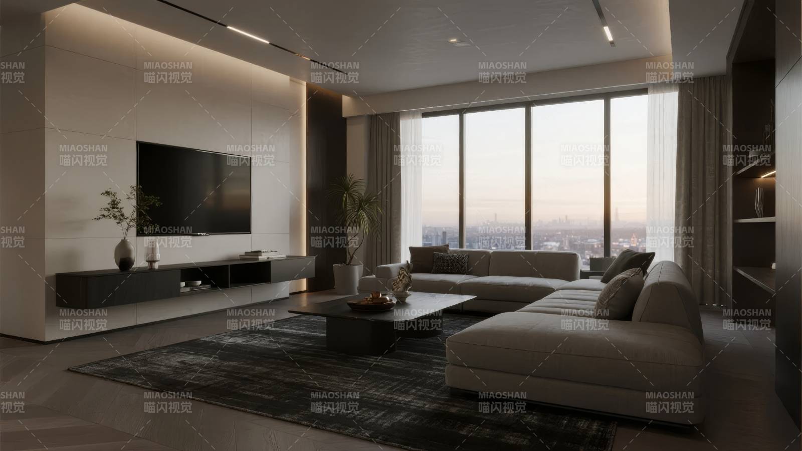 现代客厅全景图片