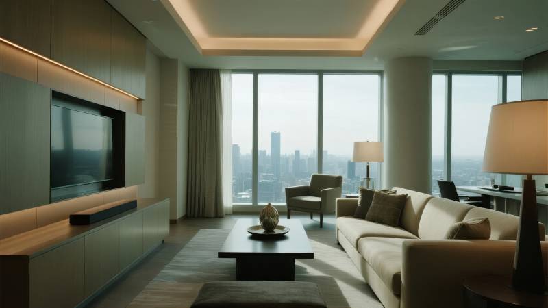 现代都市客厅全景图片