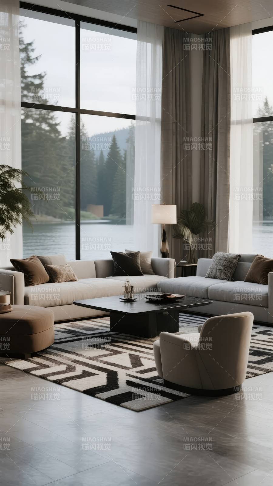 湖景客厅 静谧雅致图片