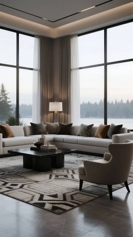 现代客厅全景窗图片