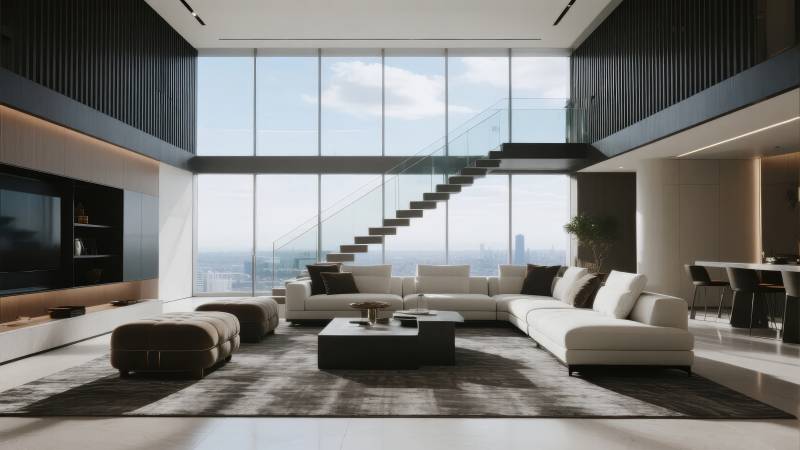 现代客厅全景图图片