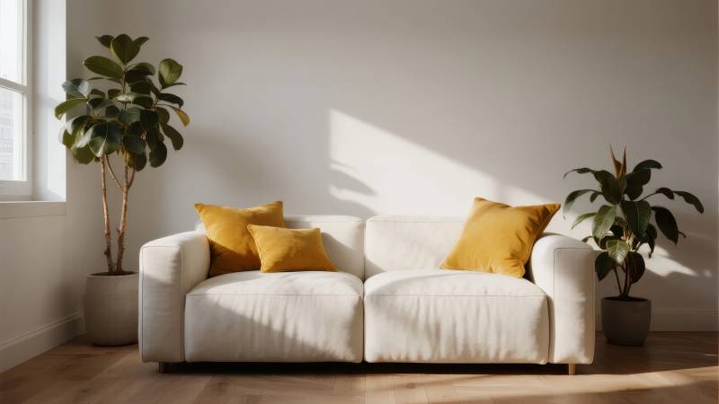 简约客厅沙发绿植图片