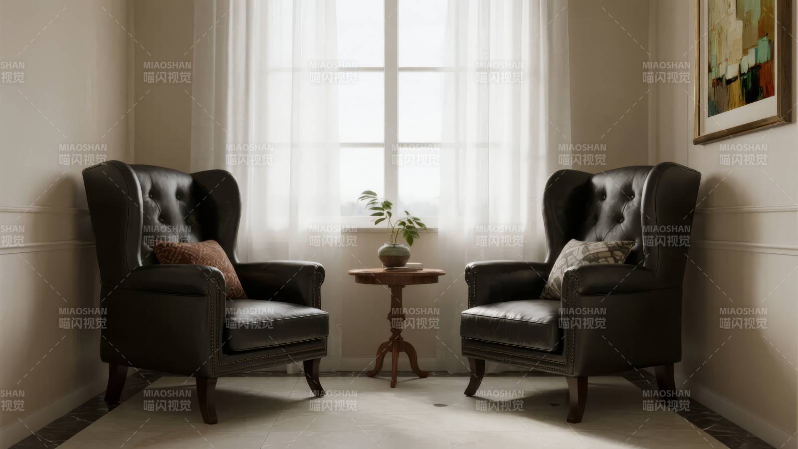 典雅客厅双椅静景图片