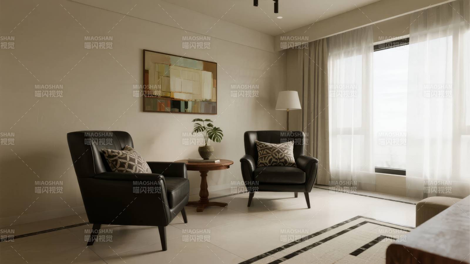 现代简约客厅一角图片