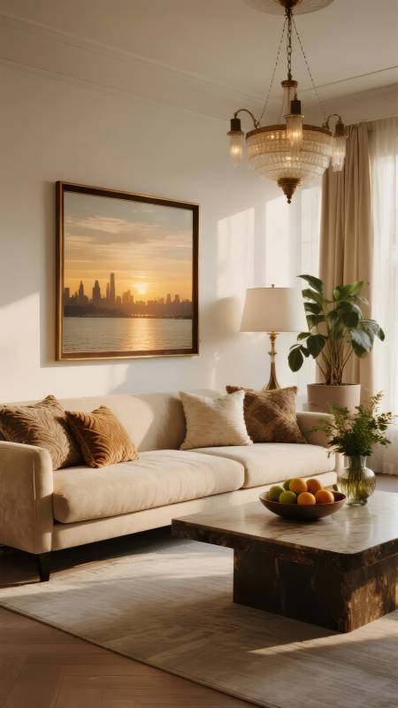 温馨客厅晨光景图片