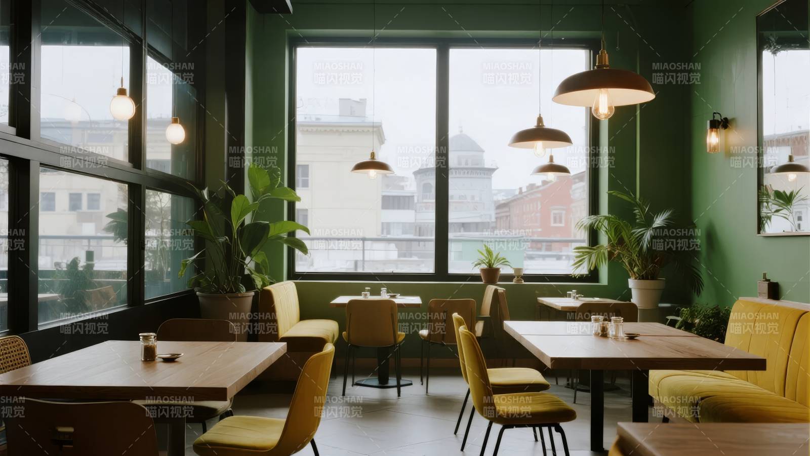 绿意盎然的咖啡馆图片