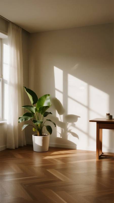 阳光下的绿植角落图片