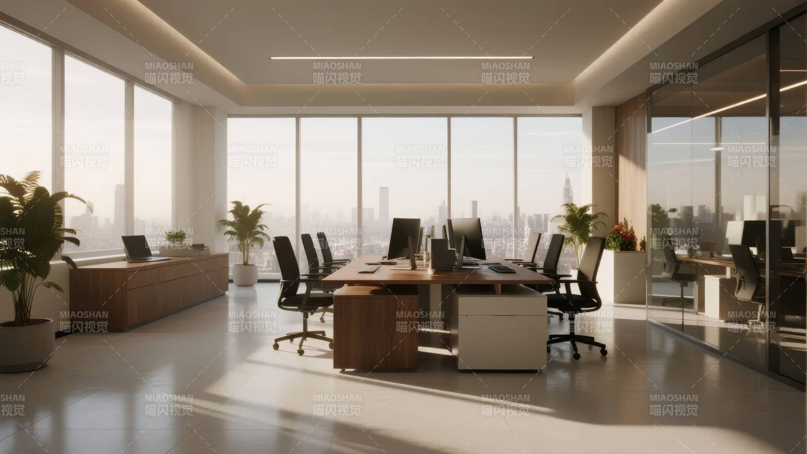 现代办公室全景图片