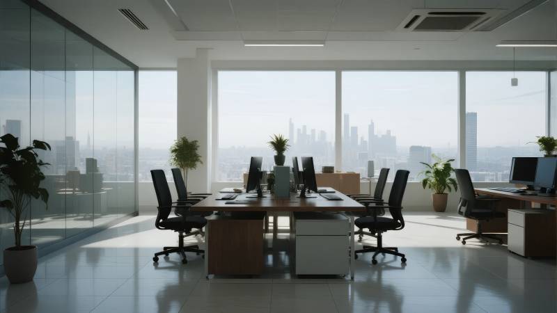 现代办公室全景图片
