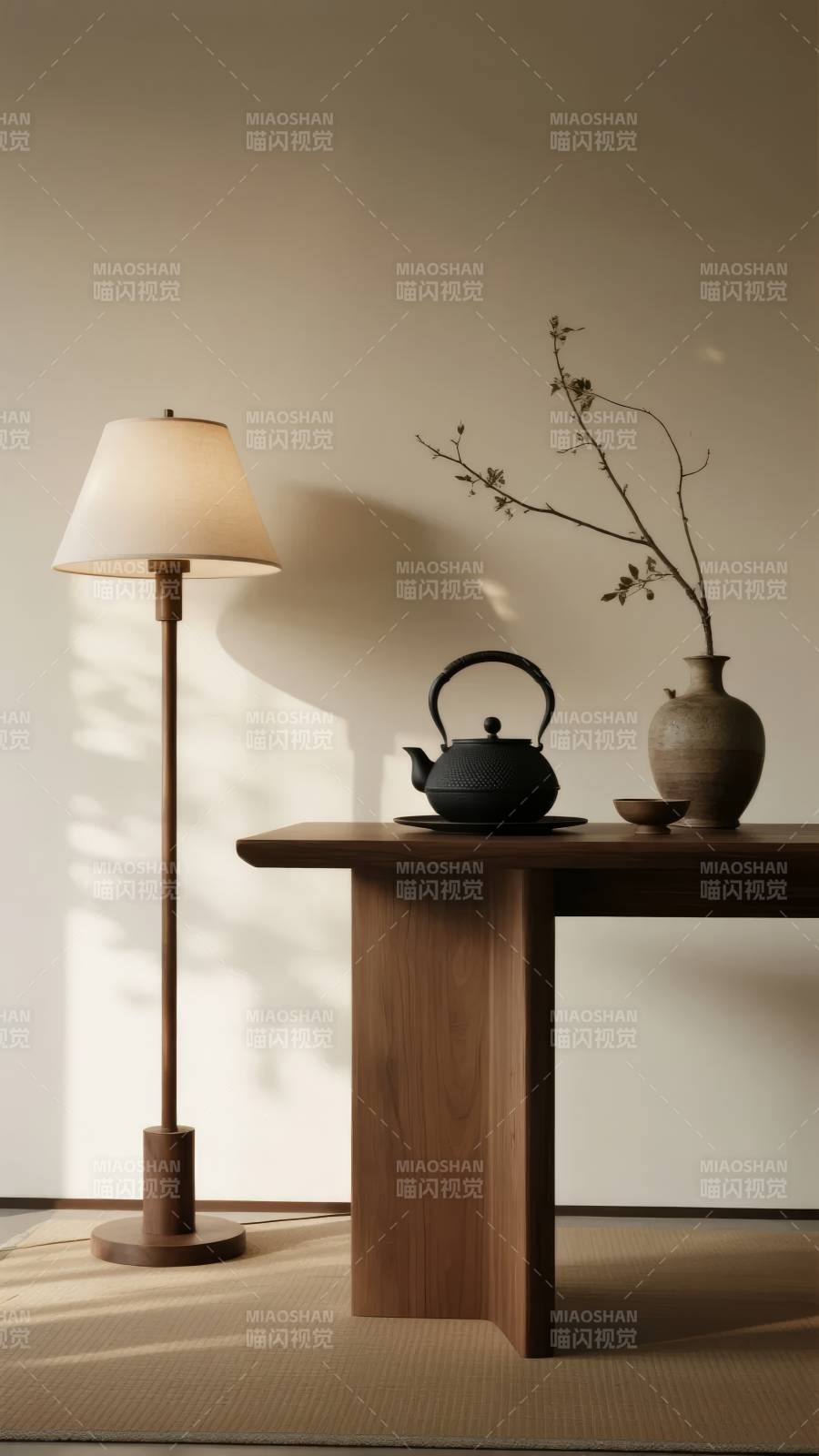 静谧茶室光影图片