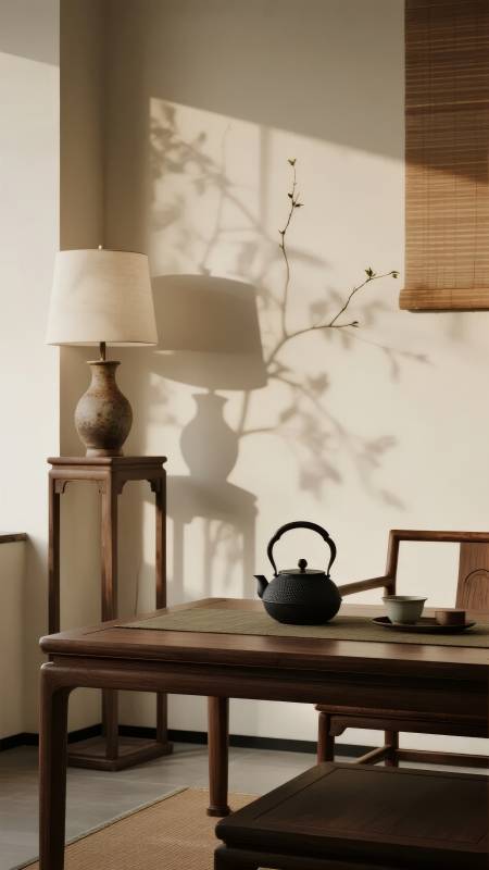 静谧茶室光影图片
