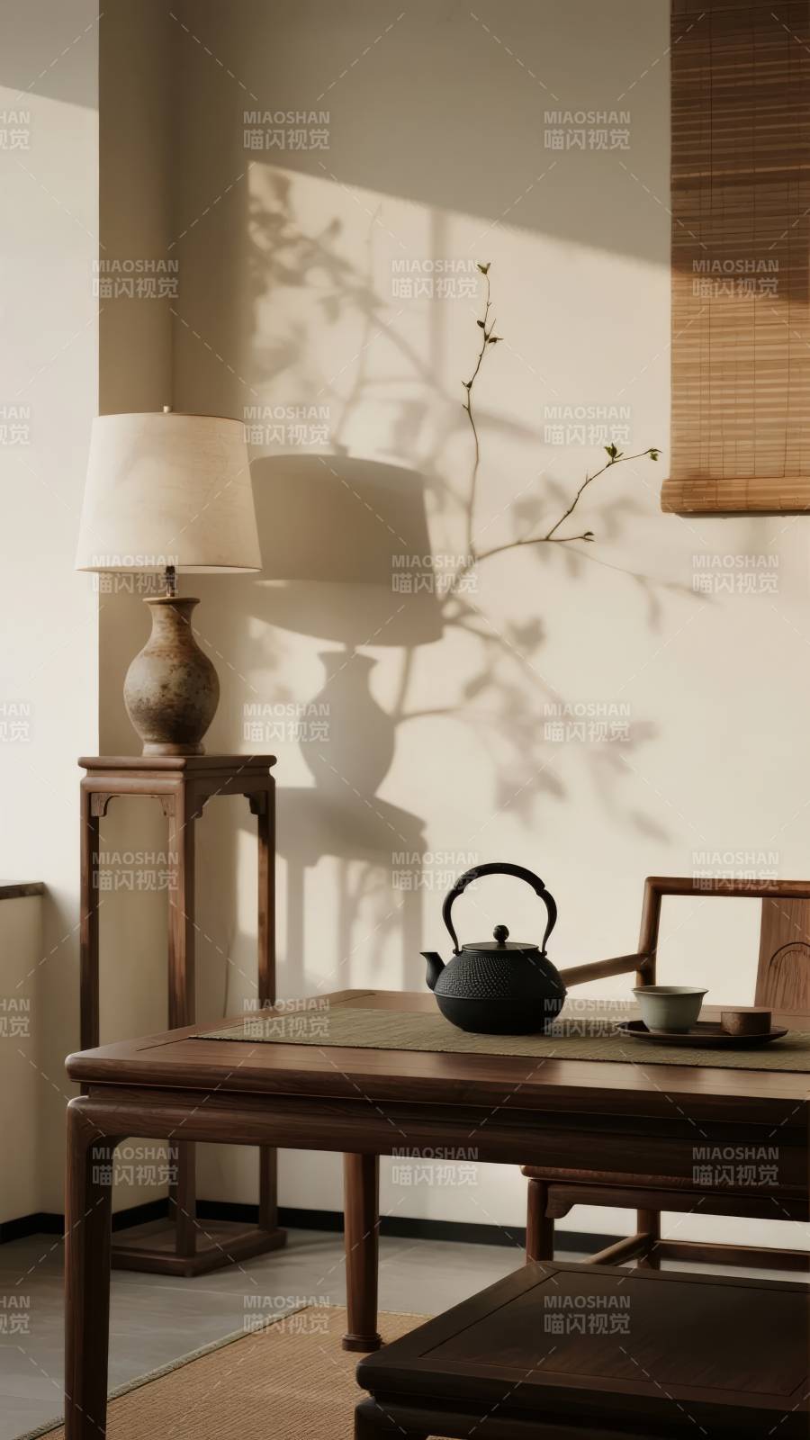 静谧茶室光影图片