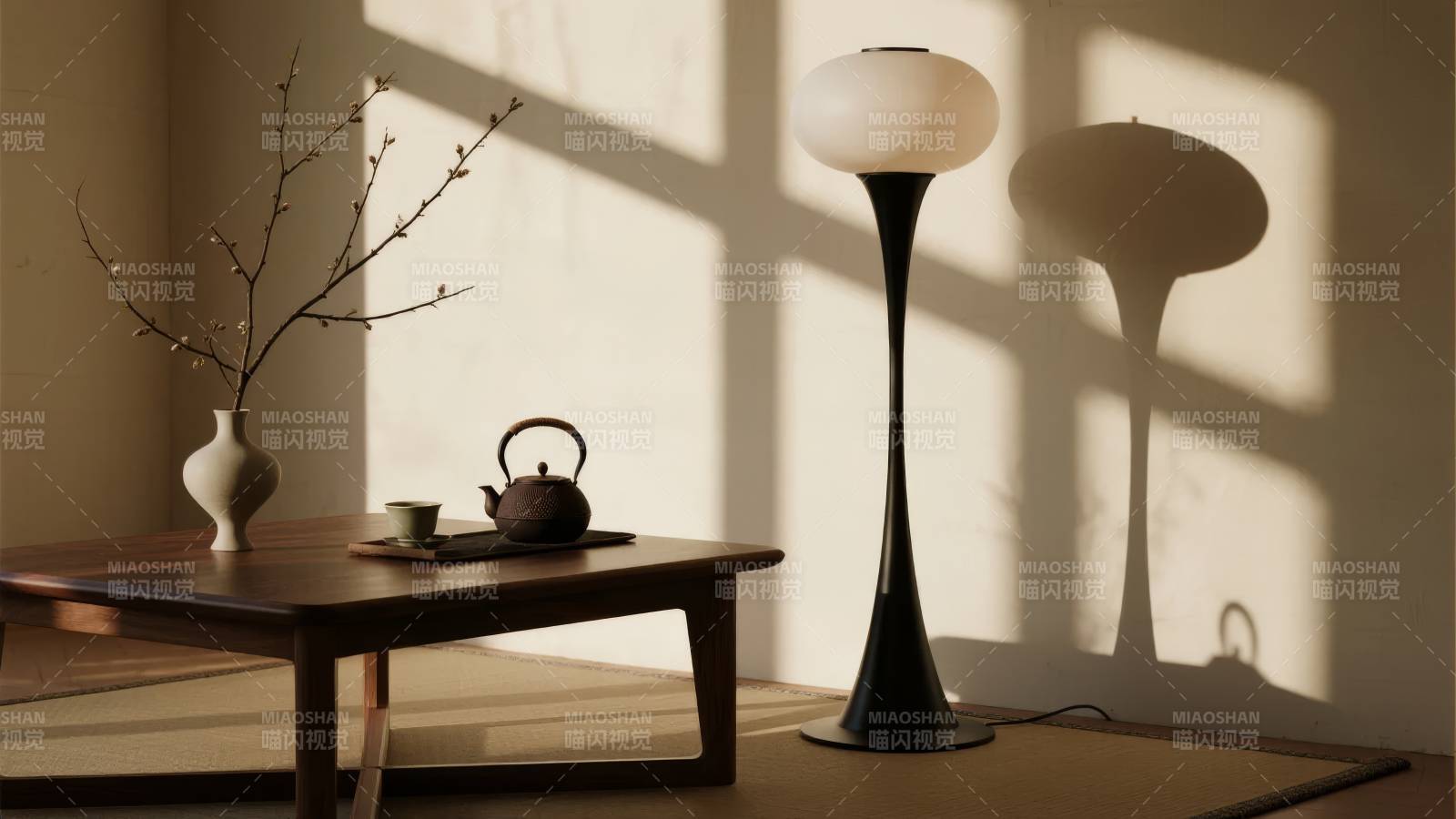 静谧茶室光影图片