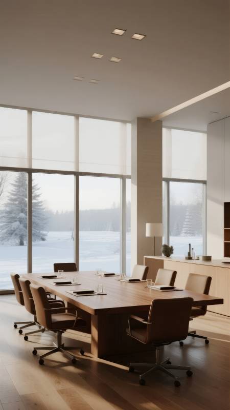 现代会议室雪景图片