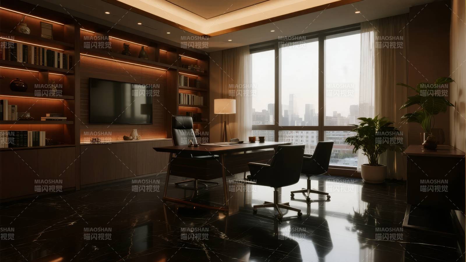 现代书房全景图片