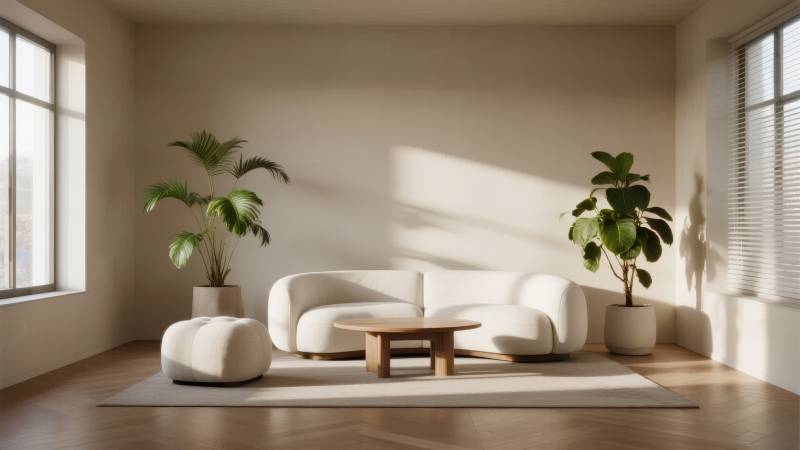 简约客厅绿植点缀图片