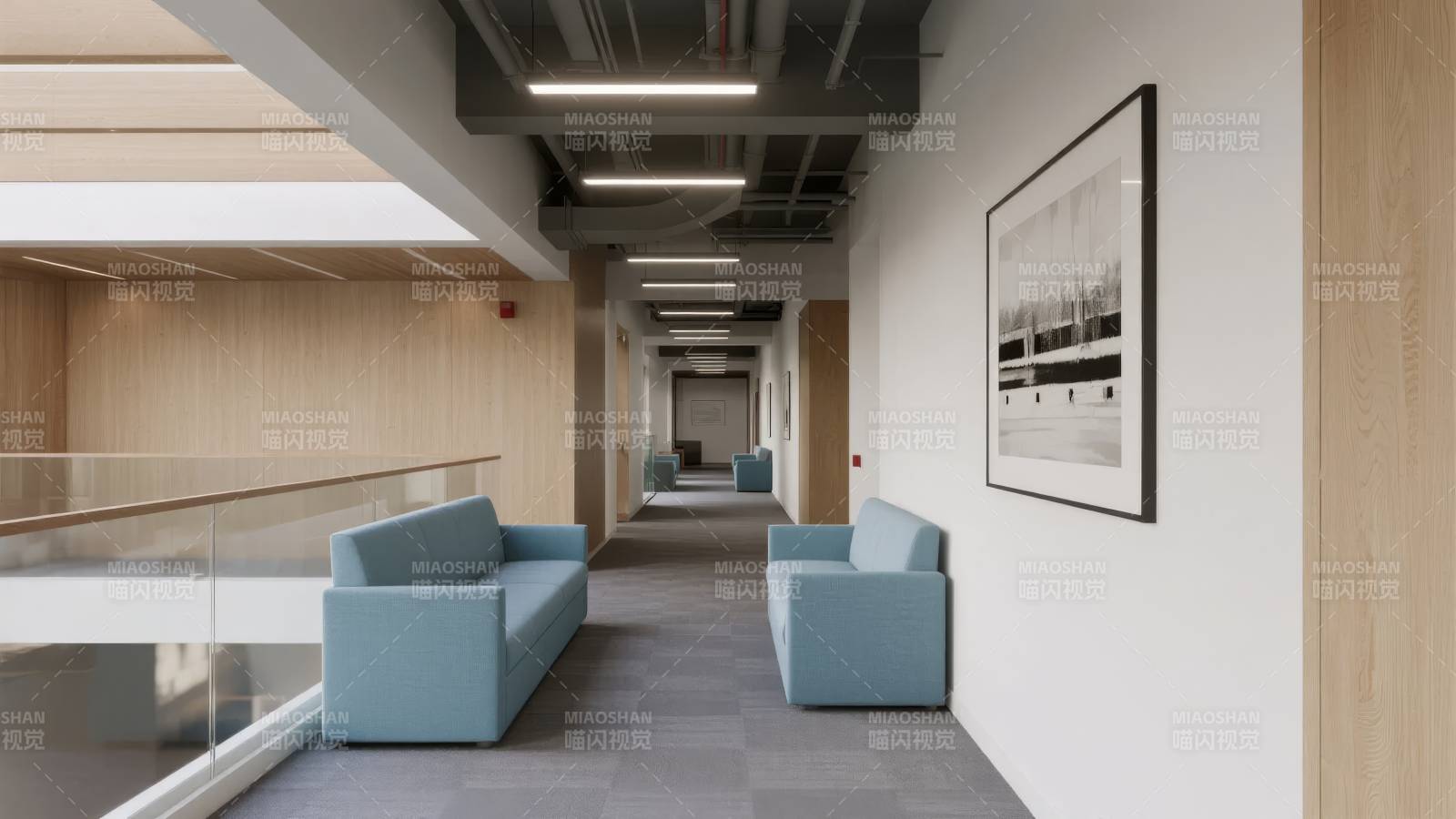 现代办公走廊一角图片