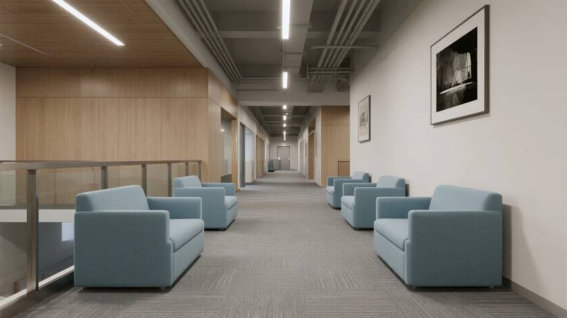 现代办公走廊休息区图片