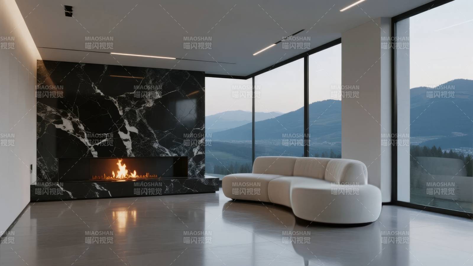 现代客厅 山景环绕图片