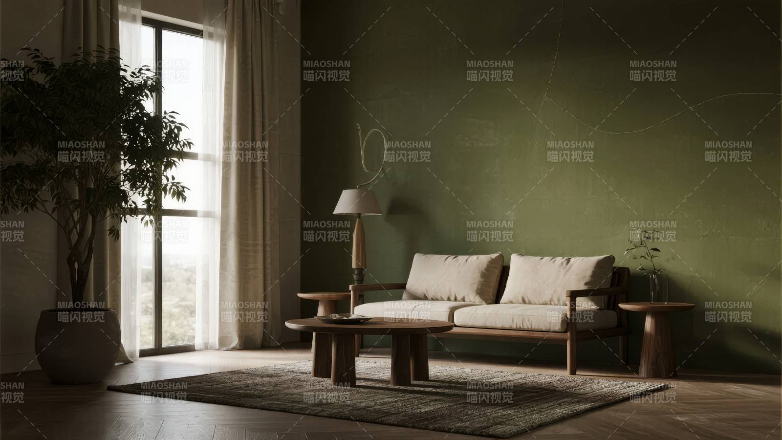 绿意盎然的客厅一角图片