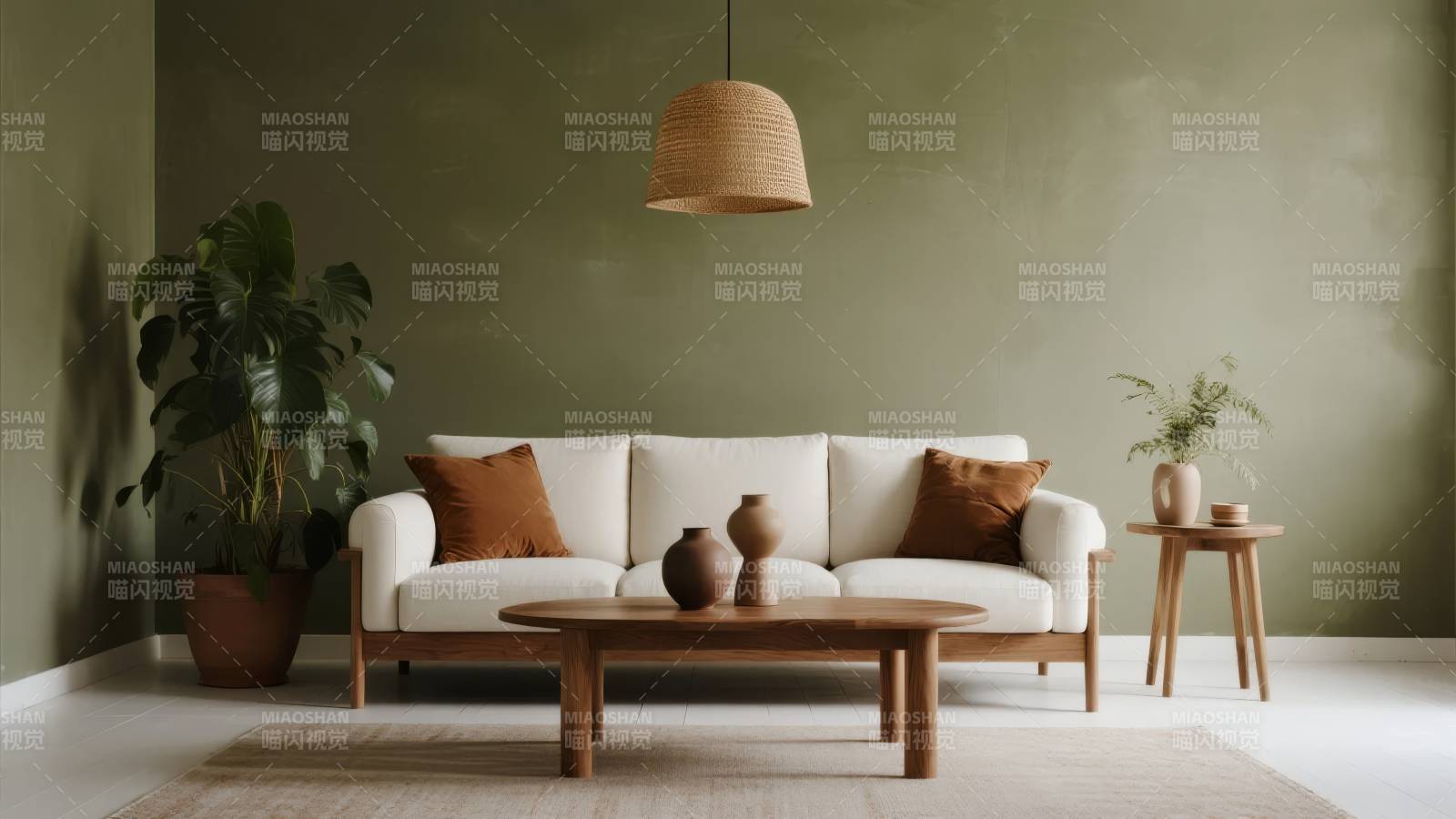 简约客厅绿意盎然图片