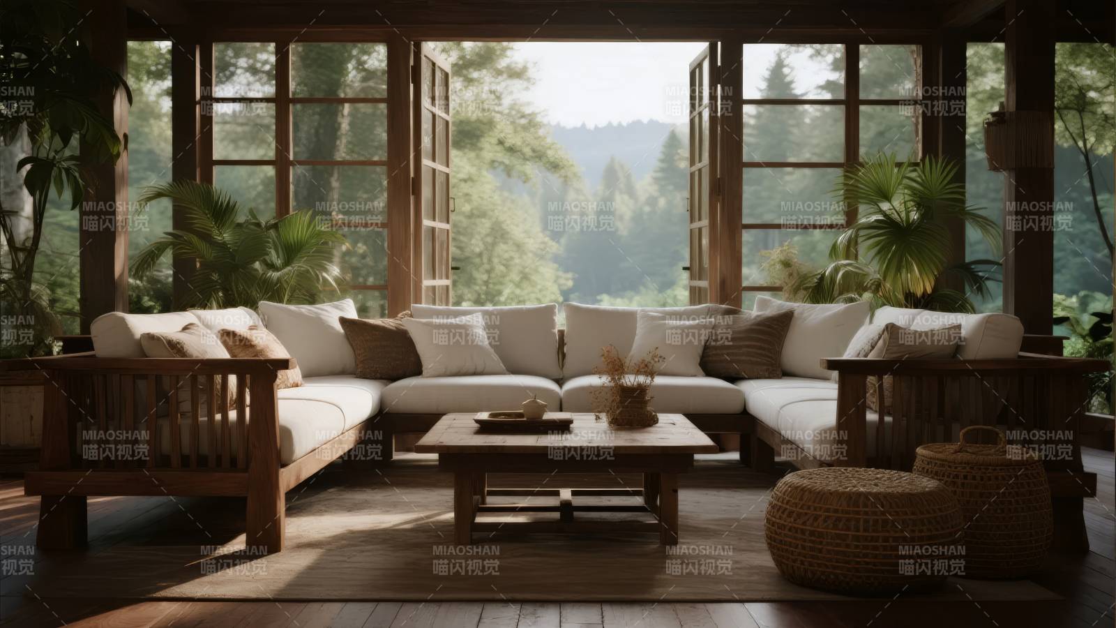 森林中的温馨客厅图片