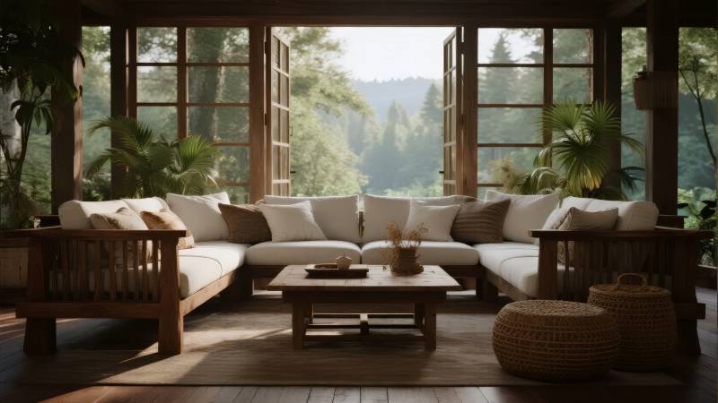 森林中的温馨客厅图片