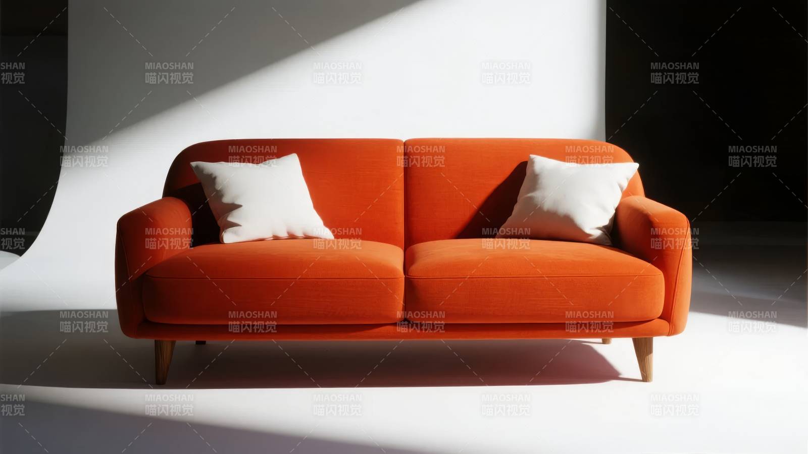 橙色沙发光影艺术图片