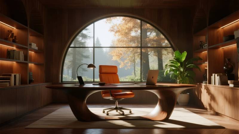 现代书房静谧之景图片