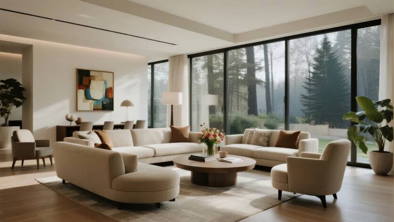 现代客厅全景图图片