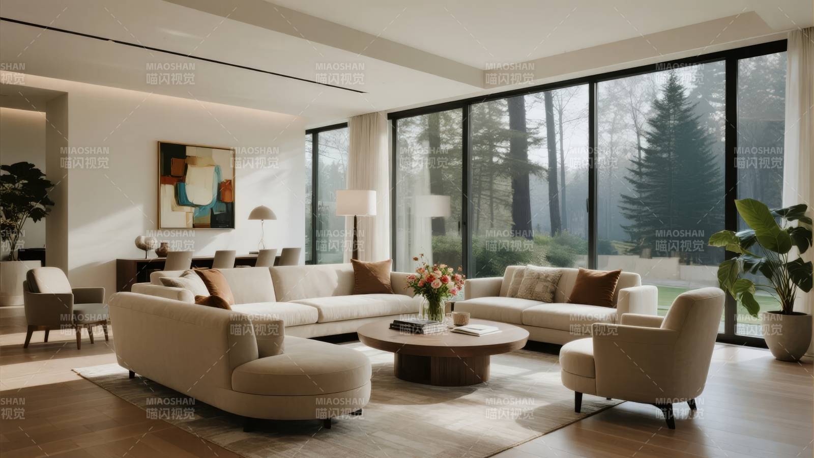 现代客厅全景图图片