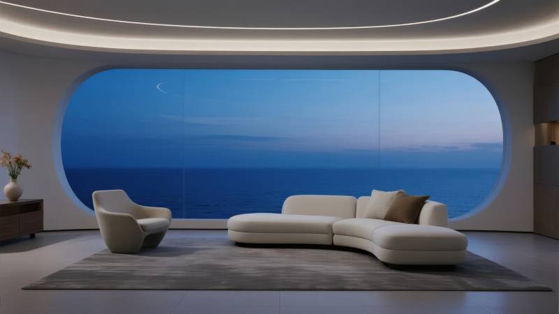 海景客厅夜景图片