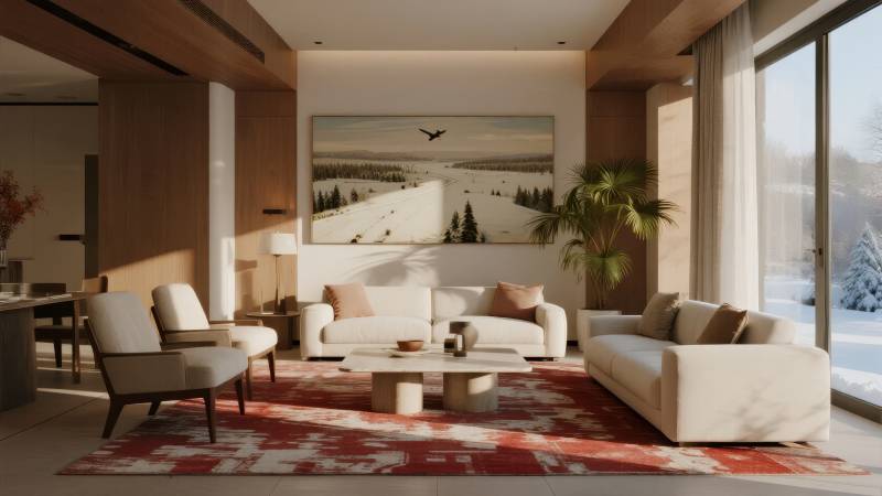 现代客厅雪景图图片