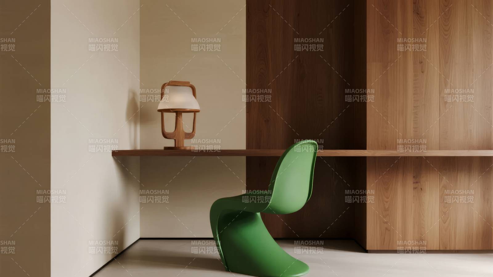 绿椅木桌静谧角落图片