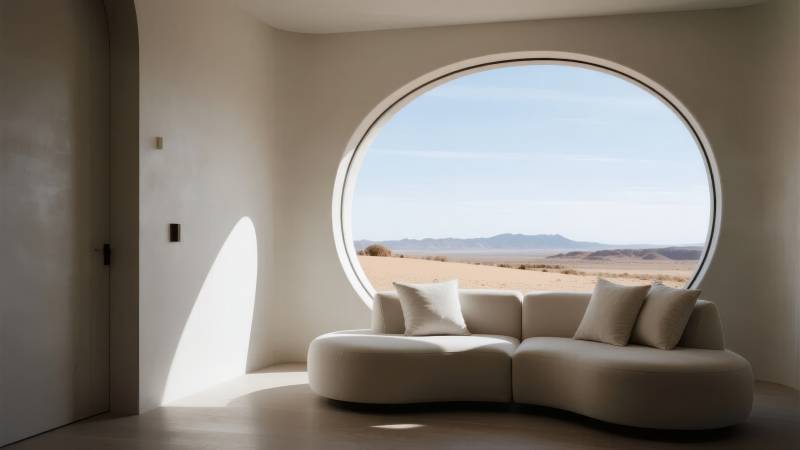 圆形窗景沙发室图片