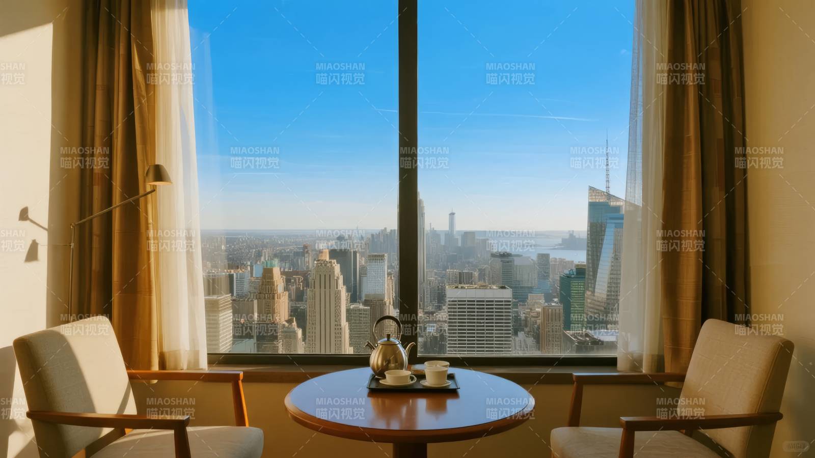 城市景观窗边茶歇图片