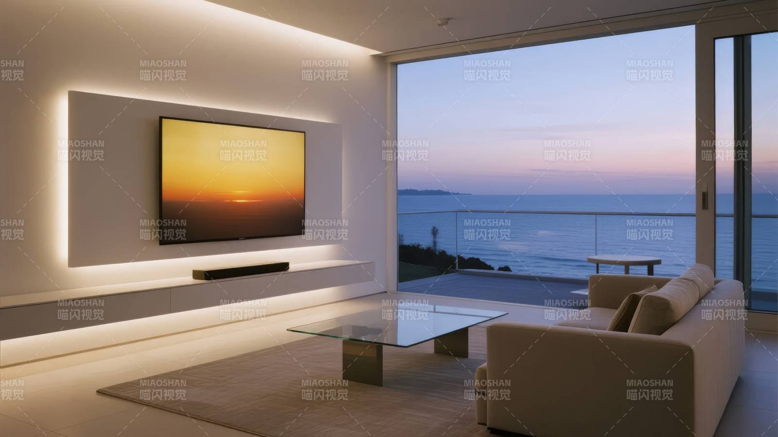 海景客厅夜景图片