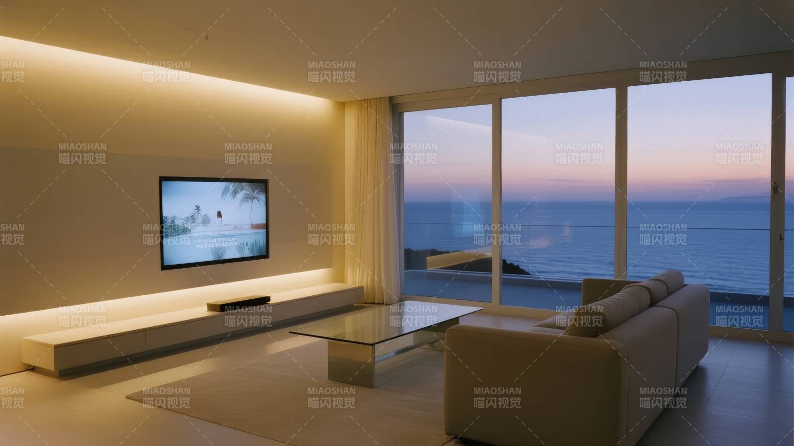 海景客厅夜景图片