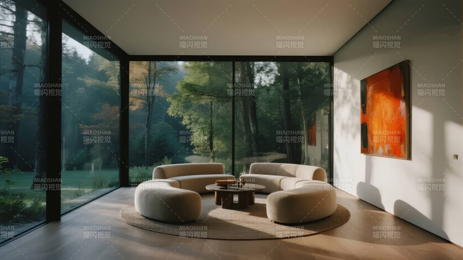森林中的现代客厅图片