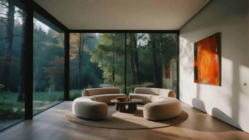 森林中的现代客厅图片