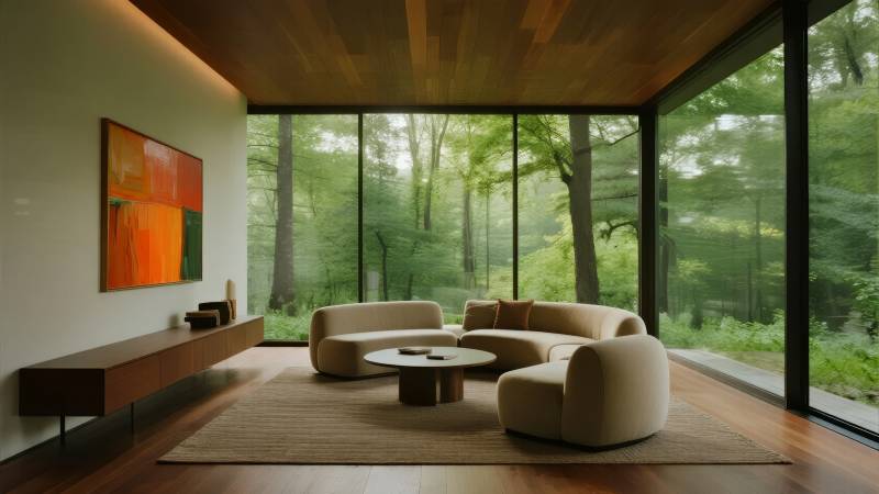 森林中的现代客厅图片