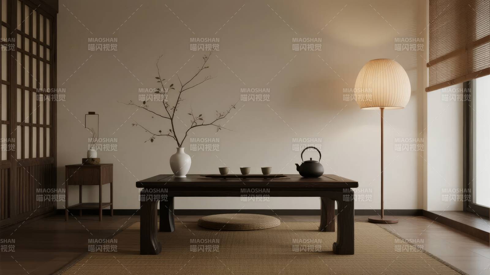 日式茶室静谧一角图片